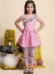 Cutiekins Girls Floral Printed A-Line Cotton Kurta with Dhoti Pants