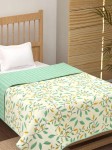 Bsb Home Yellow & Green Floral Printed Cotton AC Room 120 GSM Reversible Single Bed Dohar