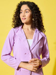 Dimpy Garments Notched Lapel Double-Breasted Crop Blazer