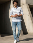 Xenor Men Slim Fit Horizontal Stripes Striped Casual Shirt