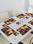 Revexo Brown & Yellow 12 Pieces Printed Rectangular Shaped Coasters & Table Placemats