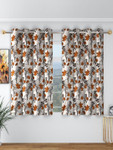 Bsb Home Beige & Brown 2 Pieces Floral Printed Window Curtain