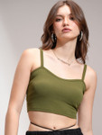 Street By Tokyo Talkies Tokyo Talkies Women Solid Shoulder Strap Crop Top