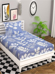 Bsb Home Silver-Toned & Grey Floral 144 TC Single Bedsheet with 1 Pillow Covers