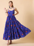 Corsica Abstract Printed Shoulder Straps Tiered Fit and Flare Maxi Dress