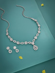 Anouk Silver Studded Choker Necklace Set with Drop Earrings Jewellery Set