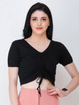 Scorpius Women V-Neck Tie-Ups Cotton Crop Top