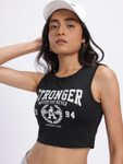 Glitchez Typography Print Crop T-shirt
