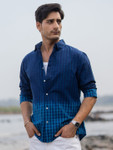 Powerlook Blue Ombre Checks Shirt