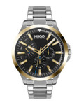60% off on Hugo Men Black Patterned Bracelet Style Analogue Multi Function Watch