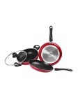 Milton Set Of 3 Maroon Pro Cook Induction Kitchen Jewel FryPan + 1.6 L Kadhai 2.5 L + Tawa