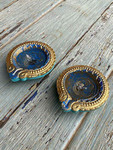 Ariana Set Of 2 Blue & Gold-Toned Printed Terracotta Diyas
