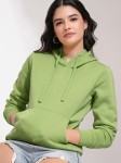 Tokyo Talkies Women Lime Green Hooded Sweatshirt