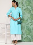 Libas Solid Thread Work Straight Kurta