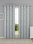 Raymond Home Grey & Silver-Toned 2 Pcs Floral Woven Design Door Curtains