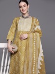 Indo Era Bandhani Printed Regular Thread Work Pure Cotton Kurta With Trousers & Dupatta