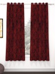 Story@Home Nature Red 2 Pieces Floral Printed Window Curtains