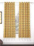 Story@Home 2 Pieces Beige & Brown Geometric Window Curtains