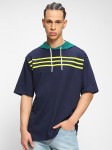 Bewakoof Striped Hooded Drop-Shoulder Sleeves Oversized Cotton T-Shirt