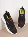 Hrx By Hrithik Roshan Men Black & Orange Striped Contrast Sole Slip On Sneakers