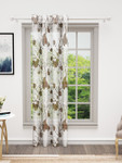 Bedspun Brown & White Floral Sheer Door Curtain