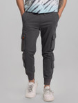 Snitch Men Grey Smart Cotton Cargos Trousers