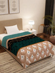 Story@Home Teal & Black Geometric AC Room 300 GSM Single Bed Blanket