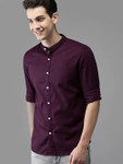 Fubar Men Purple Slim Fit Opaque Casual Shirt