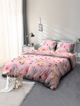 Cortina Pink & Yellow Floral 110 TC Double Queen Bedsheet with 2 Pillow Covers