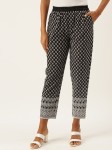 All About You Women Checked Relaxed Straight Leg Easy Wash Cotton Trousers