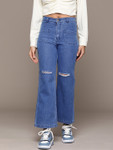 Roadster Women Flared High-Rise Slash Knee Stretchable Jeans