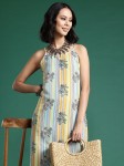 Sangria Shoulder Straps Striped Kurta