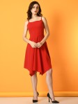 Dressberry Red Shoulder Straps A-Line Dress