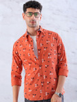 Hardsoda By The Indian Garage Co Men Blue Printed Casual Shirt