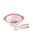 Cello Kidzbee 3 Pieces Peach & White Bamboo Buddies Melamine Cereal Bowl Set