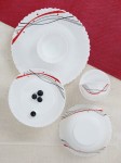 Larah By Borosil Nyla Jupiter White & Red 17 Pcs Opalware Crocker Dinner Set