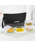 Borosil 4-Pcs Transparent Borosilicate Glass Lunch Box With Insulated Lunch Bag