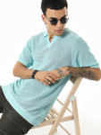 Bewakoof Men Textured Flatknit Polo T-shirt