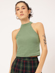 Dressberry Ribbed High Neck Crop Top