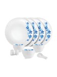 Cello Dazzle White and Blue 22 Pieces Floral Printed Opalware Microwave Safe Dinner Set