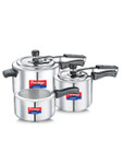 Prestige Nakshatra Essential Svachh Stainless Steel 3 Pressure Cooker combi(5+3+2)L+2 Lids