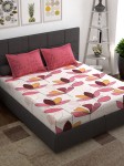 Story@Home Pink White Floral Flat 144 TC Cotton Queen Bedsheet with 2 Pillow Covers