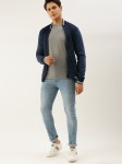 Campus Sutra Men Navy Blue Solid Jacket