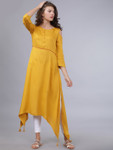 Vishudh Women Mustard Yellow Solid A-Line Kurta