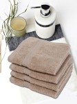 Bianca Set Of 4 Beige Solid Pure Cotton 500 GSM Ultra-Fluffy Face Towels