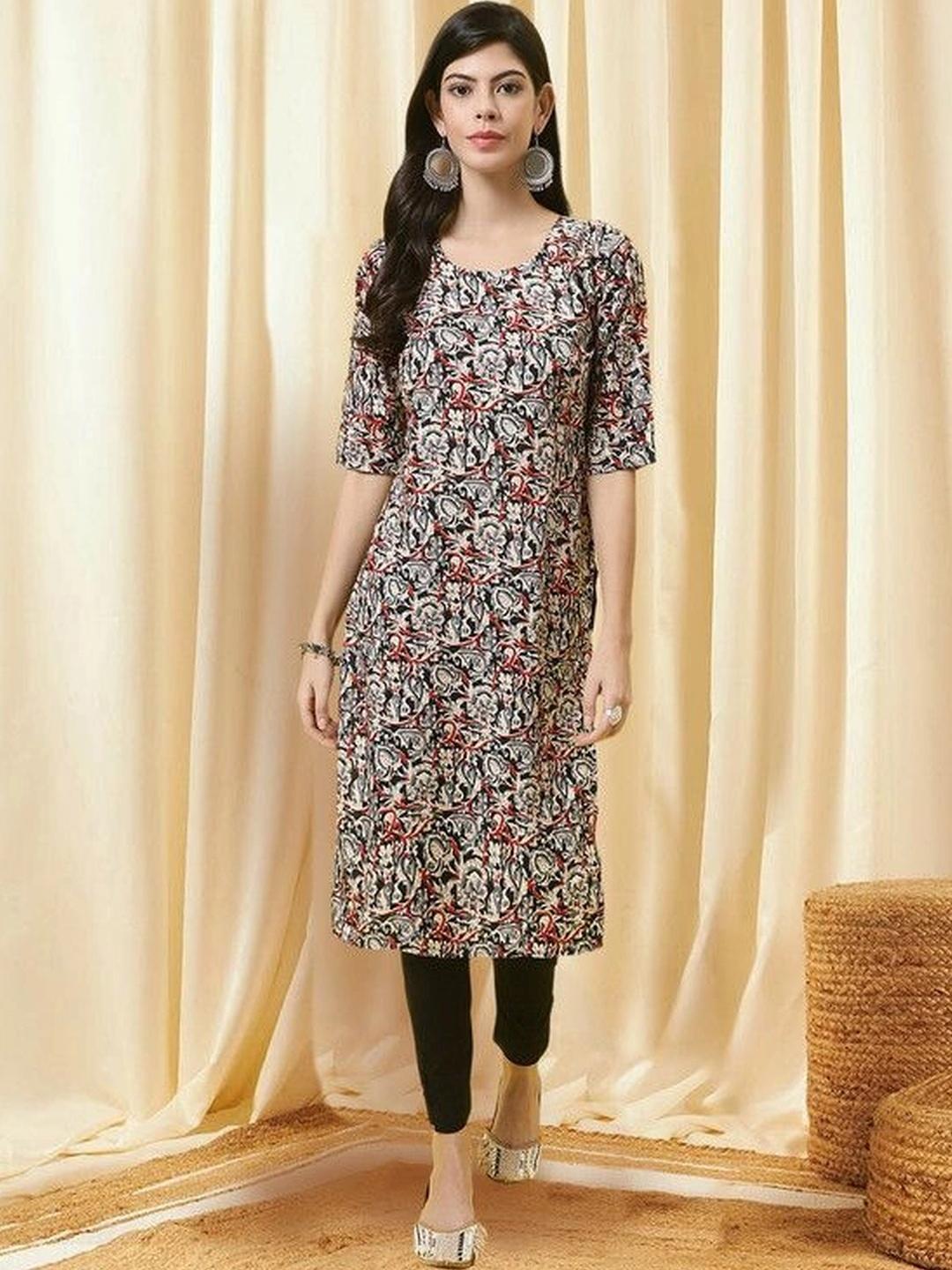 Buy HERE&NOW Women Ethnic Motifs Printed Indie Prints Crepe Kurta - - Apparel for Women