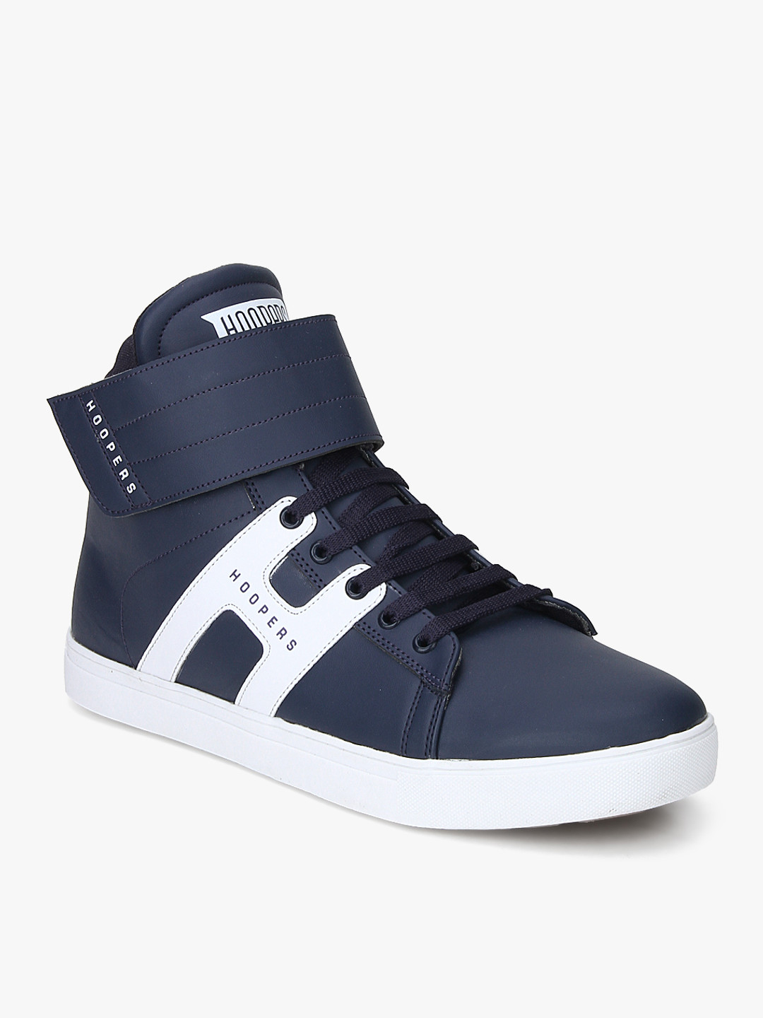 Buy Hoopers Men Navy Blue Solid Mid Top Sneakers Casual Shoes for Men
