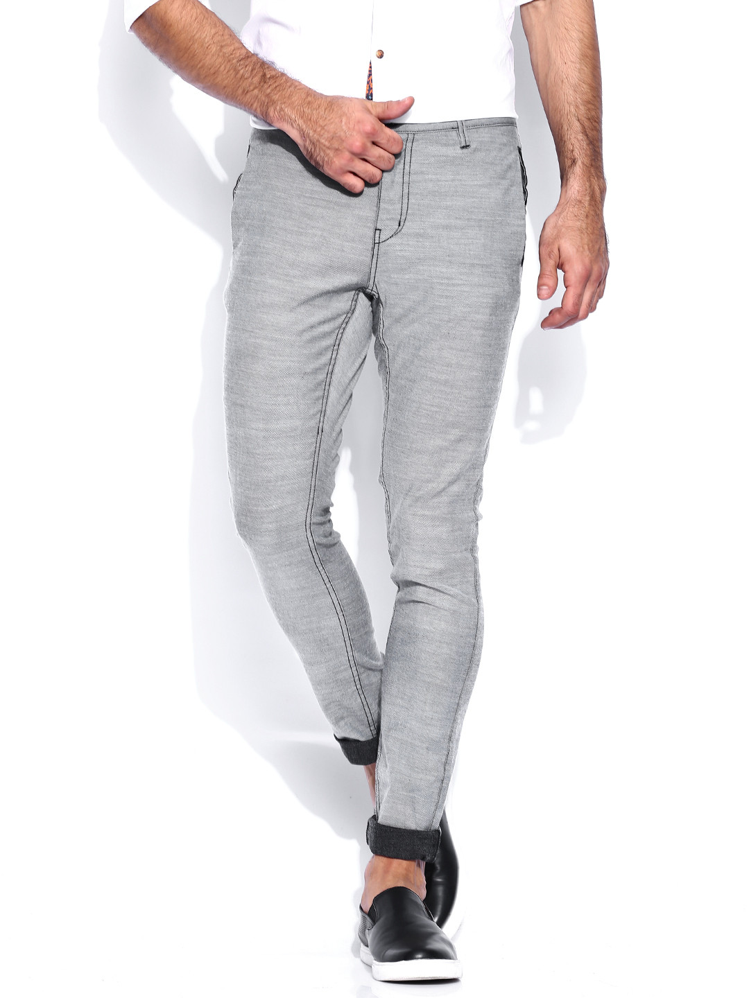 Grey Slim Cropped Fit Men's Chinos by Being Human Clothing
