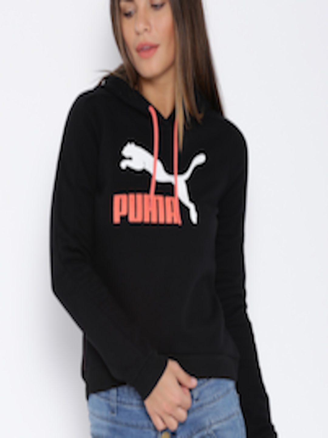 Buy PUMA Black Hooded Sweatshirt - Sweatshirts for Women 1002202 | Myntra