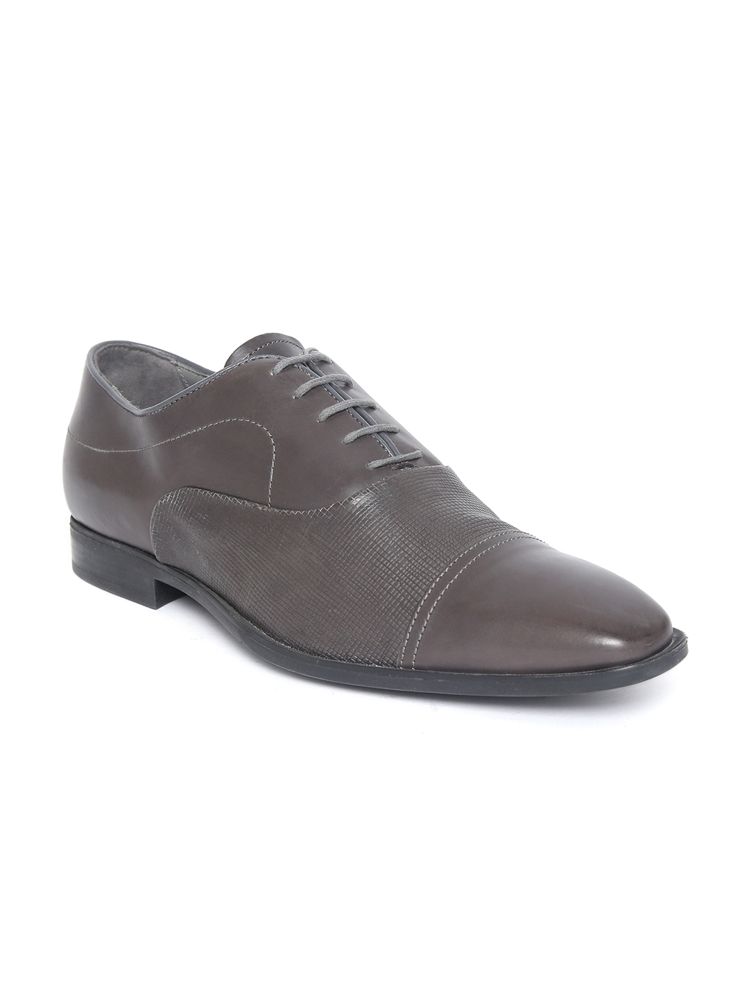 Buy Geox Men Grey Leather Textured Formal Oxfords - Formal Shoes for ...